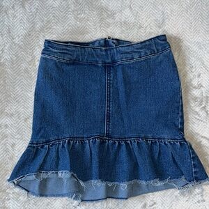 Cat & Jack Blue Denim Frayed Hem Mini Skirt